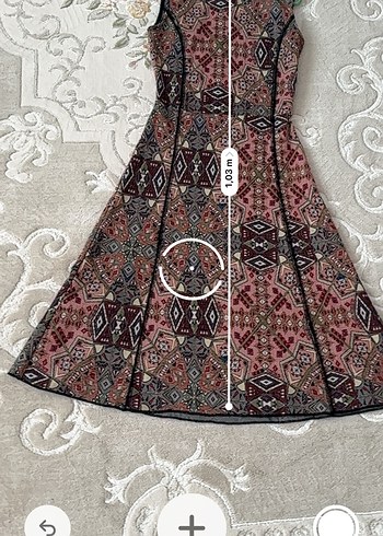 Bordo Bohem Desenli Uzun Örme Kolsuz Elbise - Görsel 3