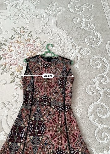 Bordo Bohem Desenli Uzun Örme Kolsuz Elbise - Görsel 4