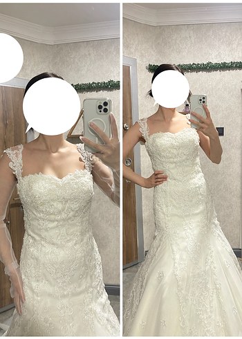 Balık Gelinlik Rimano Sposa 34-36 Eldivenli İşlemeli - Görsel 4