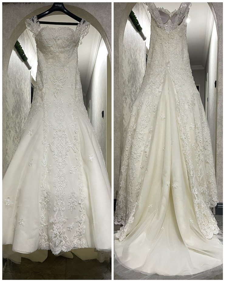 Balık Gelinlik Rimano Sposa 34-36 Eldivenli İşlemeli - Görsel 5