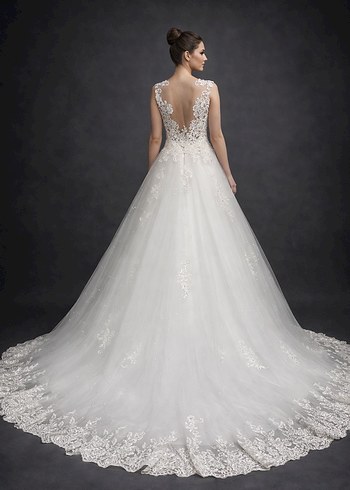 Dantel detay taş işli harika şık gelinlik 34-36 beden tem takım - Görsel 2