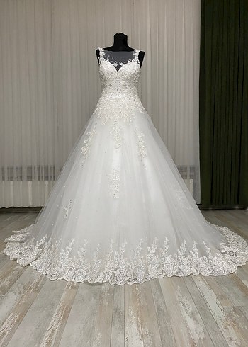 Dantel detay taş işli harika şık gelinlik 34-36 beden tem takım - Görsel 7