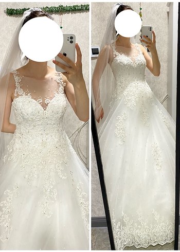 Dantel detay ve taş işlemeli harika şık gelinlik 34-36 beden - Görsel 12