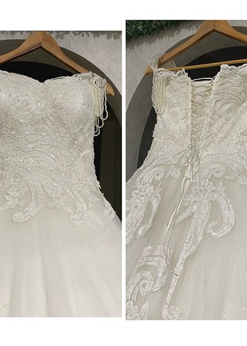 Kolları Boncuk Detaylı İşlemeli İpli Gelinlik 36-38 - Görsel 8