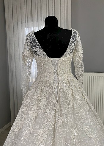 Uzun Kollu İvory Prenses Gelinlik 36-38-40 İpli - Görsel 13