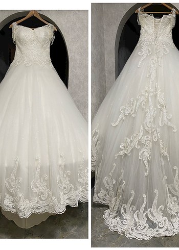 Kolları Boncuk Detay İpli Gelinlik İşlemeli 36-38 - Görsel 9