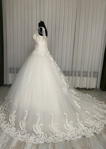 Kolları Boncuk Detay İpli Gelinlik İşlemeli 36-38 - Görsel 12