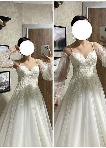 Balon Kol İp Aslılı Sırt İpli Gelinlik Tam Takım Temiz - Görsel 3