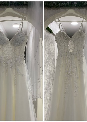 Balon Kol İp Aslılı Sırt İpli Gelinlik Tam Takım Temiz - Görsel 16