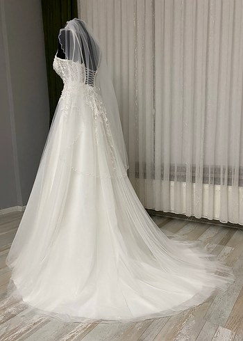 Balon Kol İp Aslılı Sırt İpli Gelinlik Tam Takım Temiz - Görsel 18