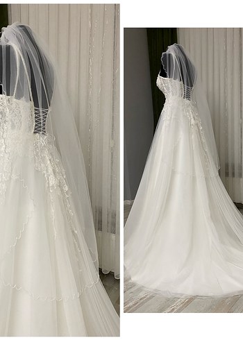 Balon Kol İp Aslılı Sırt İpli Gelinlik Tam Takım Temiz - Görsel 12