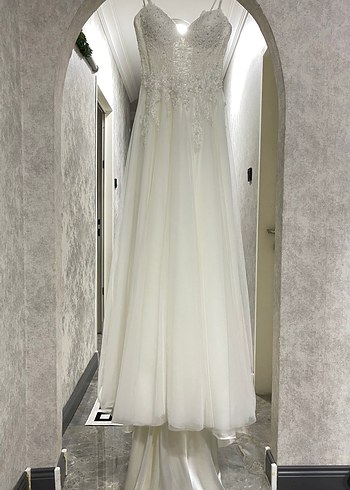 Balon Kol İp Aslılı Sırt İpli Gelinlik Tam Takım Temiz - Görsel 9