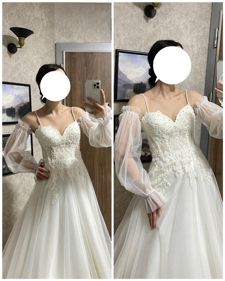 Balon Kol İp Aslılı Sırt İpli Gelinlik Tam Takım Temiz - Görsel 2