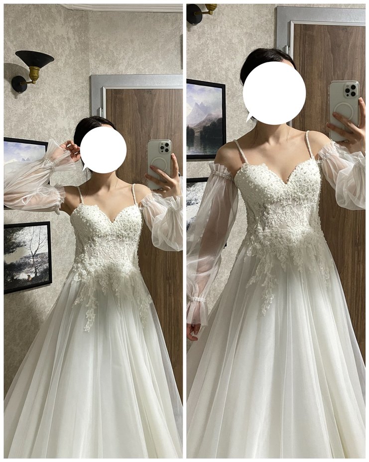 Balon Kol İp Aslılı Sırt İpli Gelinlik Tam Takım Temiz - Görsel 3