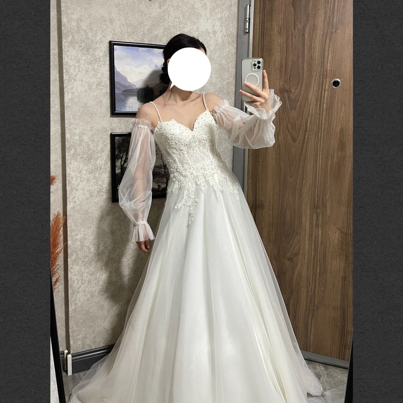 Balon Kol İp Aslılı Sırt İpli Gelinlik Tam Takım Temiz - Görsel 4