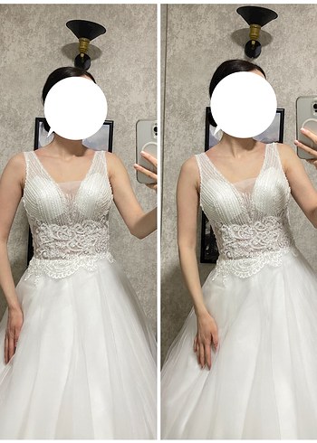 V Yaka Taş İşlemeli İpli Helen Gelinlik Tam Takım Vitrin Ürünü - Görsel 4