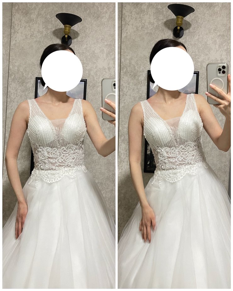 V Yaka Taş İşlemeli İpli Helen Gelinlik Tam Takım Vitrin Ürünü - Görsel 4