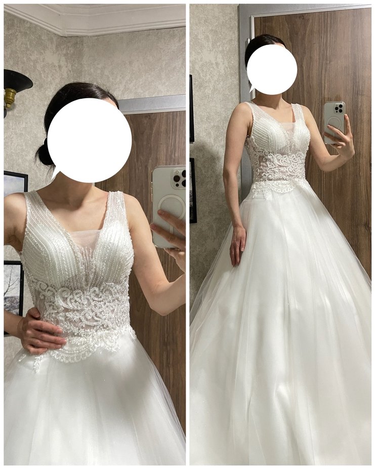 V Yaka Taş İşlemeli İpli Helen Gelinlik Tam Takım Vitrin Ürünü - Görsel 2