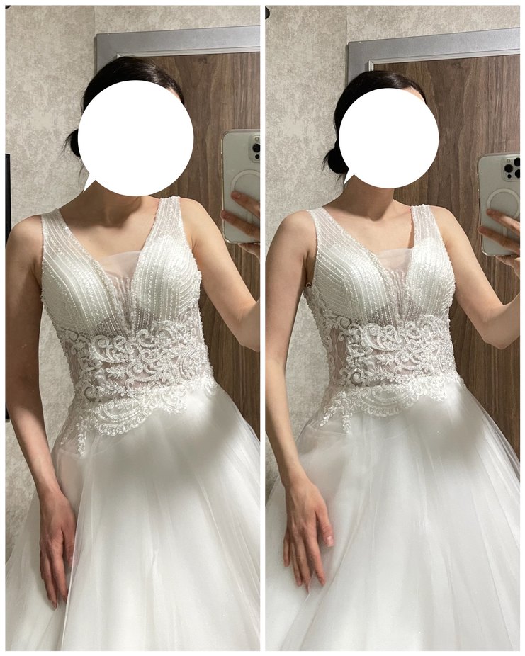 V Yaka Taş İşlemeli İpli Helen Gelinlik Tam Takım Vitrin Ürünü - Görsel 3