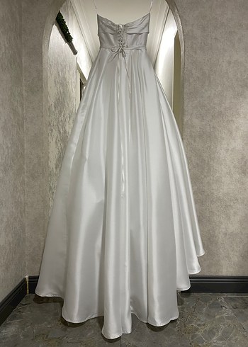 OlegCassini Straplez Saten Gelinlik Cep Detaylı İpli 34-36 - Görsel 12