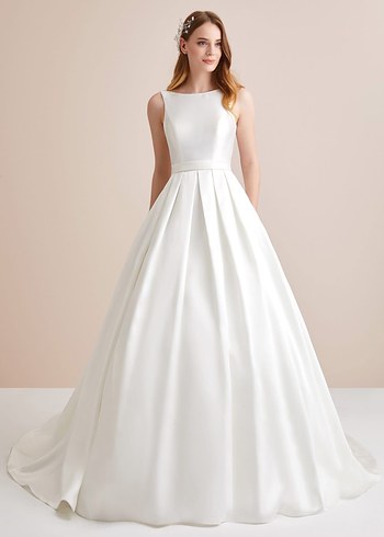 Oleg Cassini Sırt Fiyonk Detay Saten Gelinlik 34-36 - Görsel 5