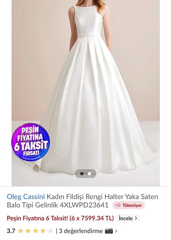 Oleg Cassini Sırt Fiyonk Detay Saten Gelinlik 34-36 - Görsel 8