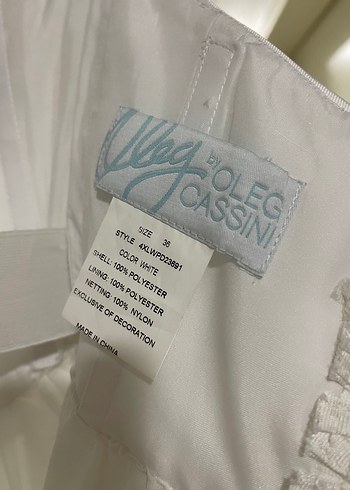 OlegCassini Straplez Saten Gelinlik Cep Detaylı İpli 34-36 - Görsel 20