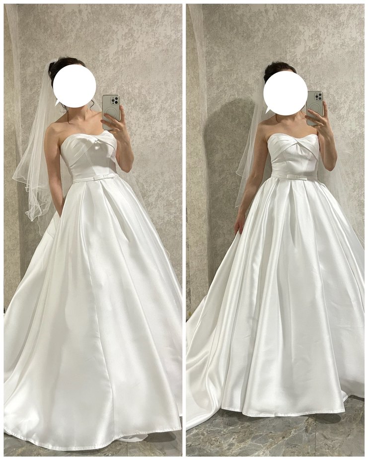 OlegCassini Straplez Saten Gelinlik Cep Detaylı İpli 34-36 - Görsel 4