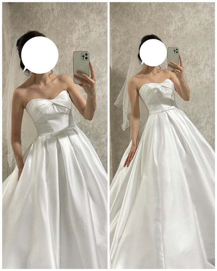 OlegCassini Straplez Saten Gelinlik Cep Detaylı İpli 34-36 - Görsel 3