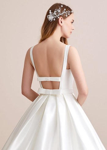 Oleg Cassini Saten Sırt Fiyonk Detay Cepli Gelinlik 34-36 - Görsel 4