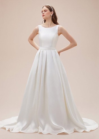 Oleg Cassini Saten Sırt Fiyonk Detay Cepli Gelinlik 34-36 - Görsel 6