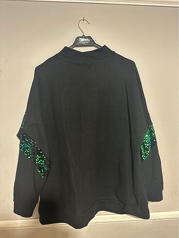 l Beden siyah Renk Pul işlemeli oversize sweat