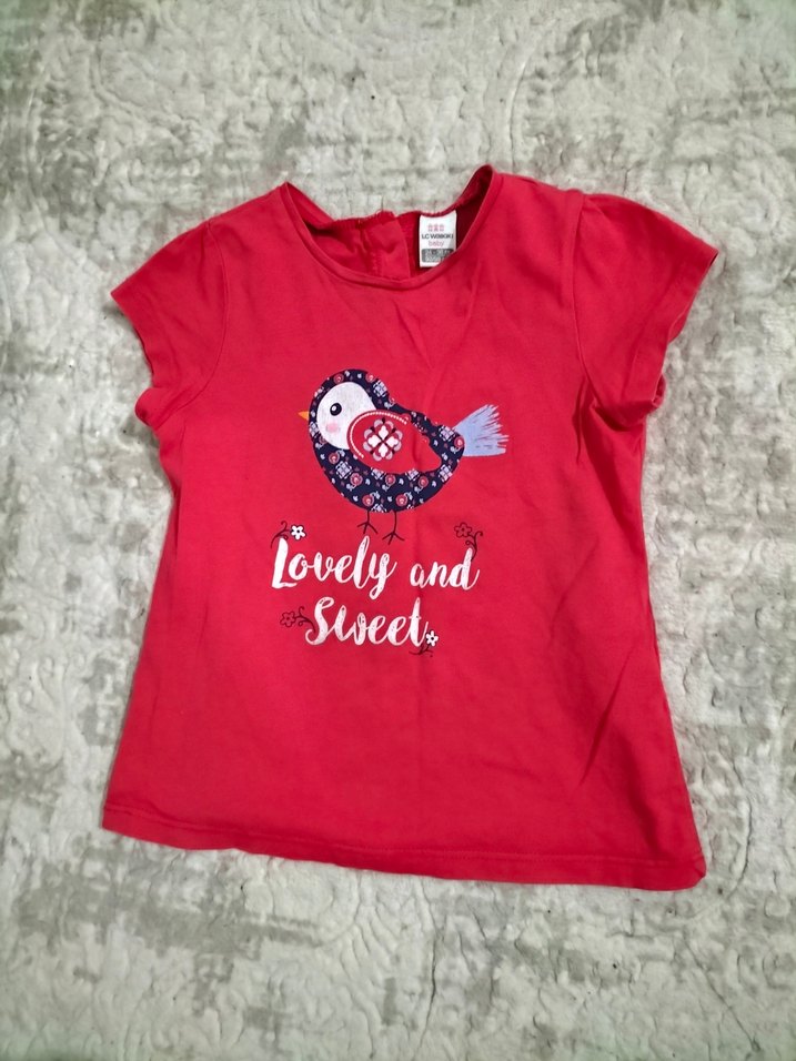 Kız Çocuk Kırmızı Dantel Detaylı Tişört - Görsel 3