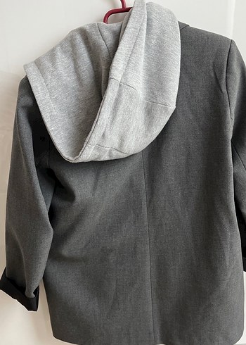 Gri Düğmeli Kadın Blazer Ceket - Görsel 4