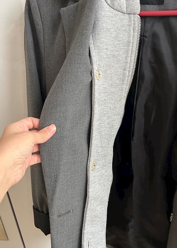 Gri Düğmeli Kadın Blazer Ceket - Görsel 2