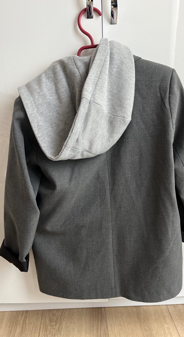 Gri Düğmeli Kadın Blazer Ceket - Görsel 4