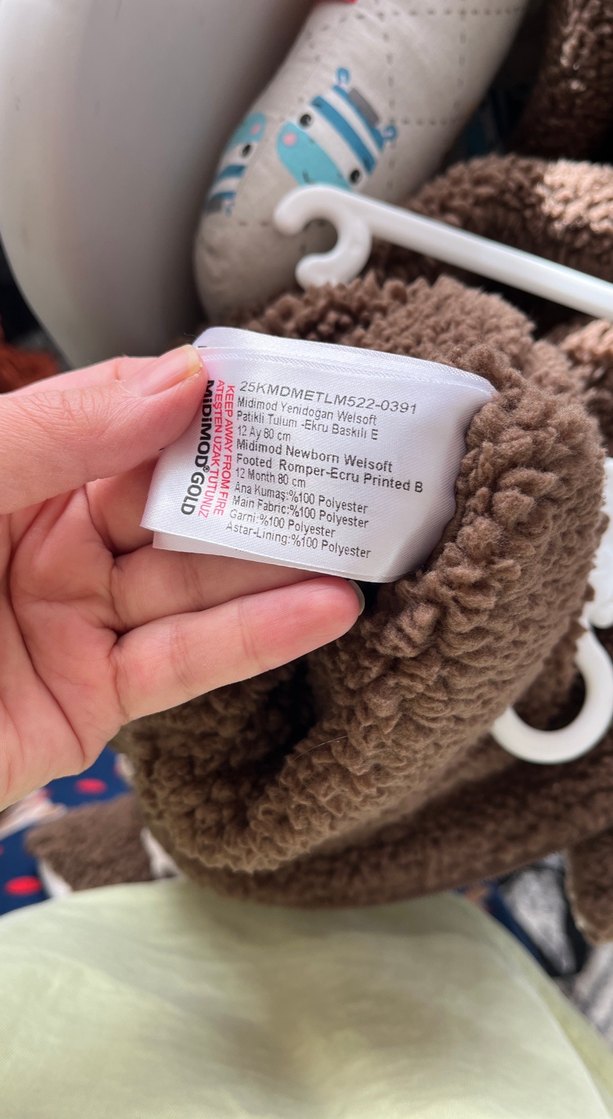 Kahverengi Baskılı Bebek Tulumu - Görsel 3