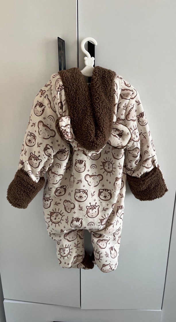 Kahverengi Baskılı Bebek Tulumu - Görsel 2