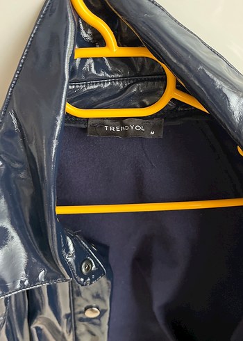 Kadın Mavi Deri Düğmeli Ceket - Görsel 2