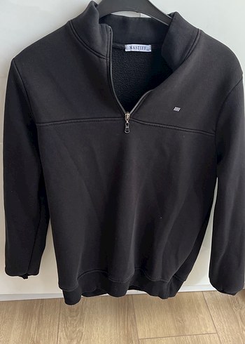 Erkek Siyah Yarım Fermuarlı Sweatshirt - Görsel 2