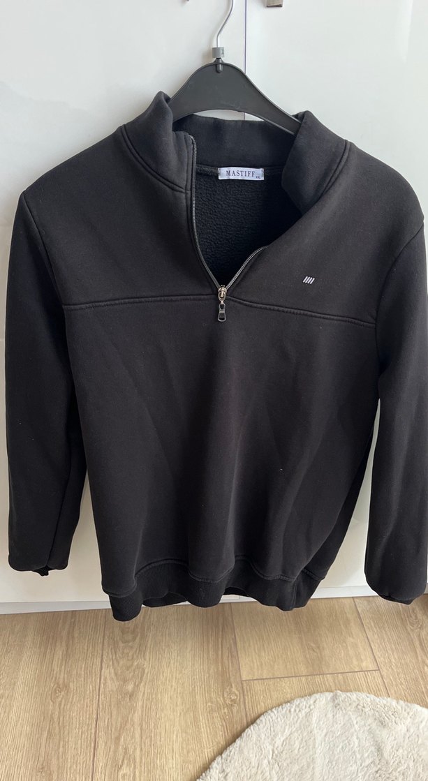 Erkek Siyah Yarım Fermuarlı Sweatshirt - Görsel 2