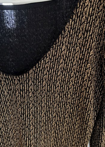 Uzun Kollu Kahverengi Piliseli Midi Elbise - Görsel 4