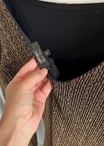 Uzun Kollu Kahverengi Piliseli Midi Elbise - Görsel 3