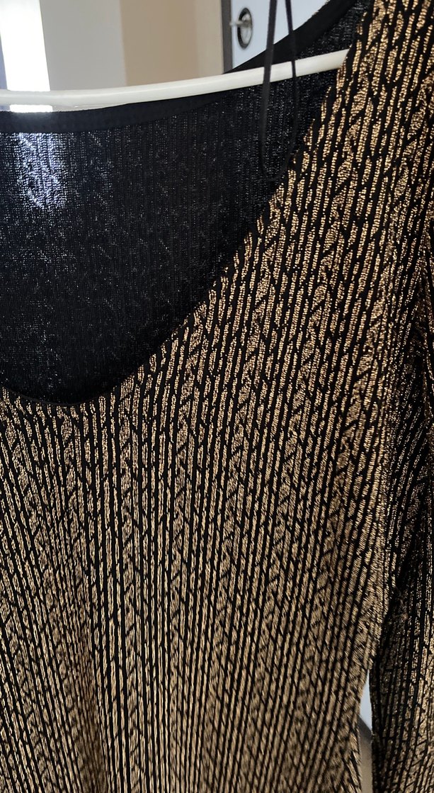 Uzun Kollu Kahverengi Piliseli Midi Elbise - Görsel 4