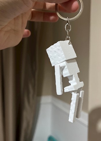 Beyaz Minimalist Robot Anahtarlık - Görsel 2