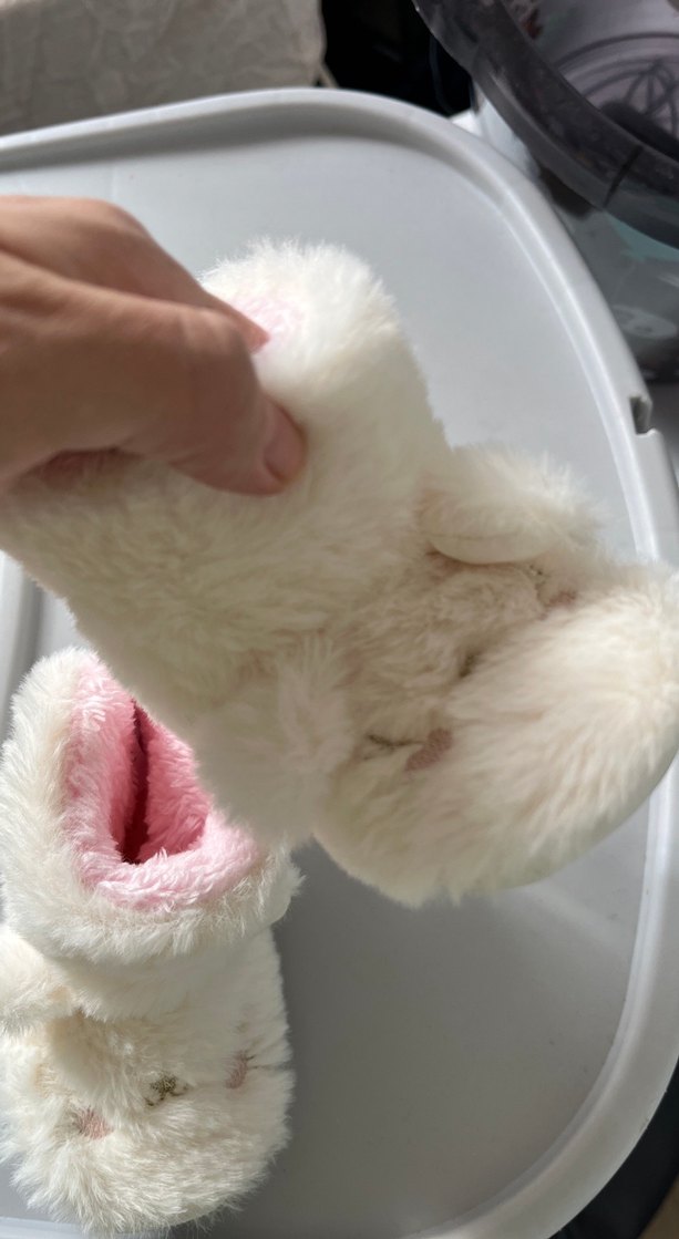 Kız Çocuk Beyaz Peluş Nakışlı Ev Terliği - Görsel 2