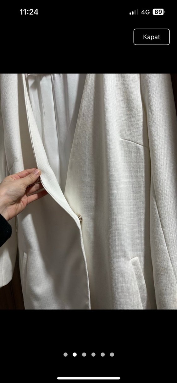 Beyaz Drapeli Kadın Blazer Ceket - Görsel 2