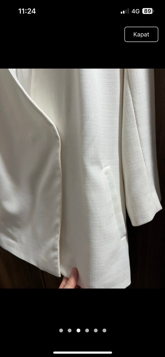 Beyaz Drapeli Kadın Blazer Ceket - Görsel 3