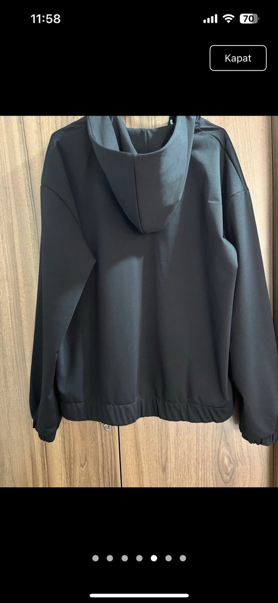 Siyah Kapüşonlu Fermuarlı  Ceket - Görsel 5