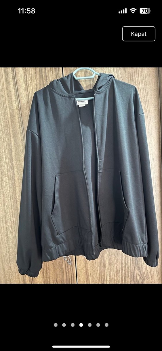Siyah Kapüşonlu Fermuarlı  Ceket - Görsel 4